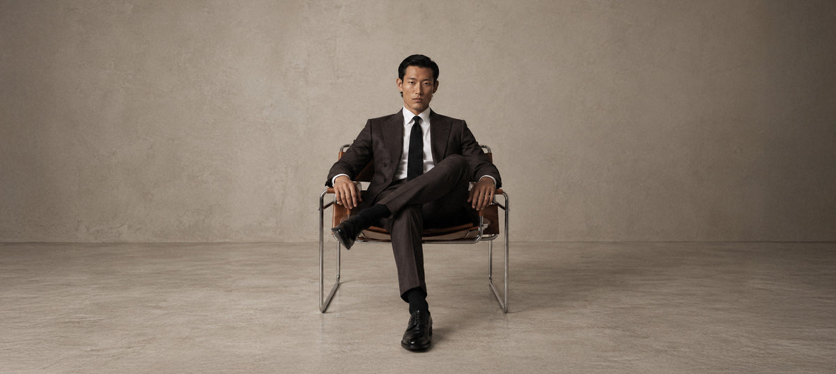 Brown double breasted suit, autumn winter 2026