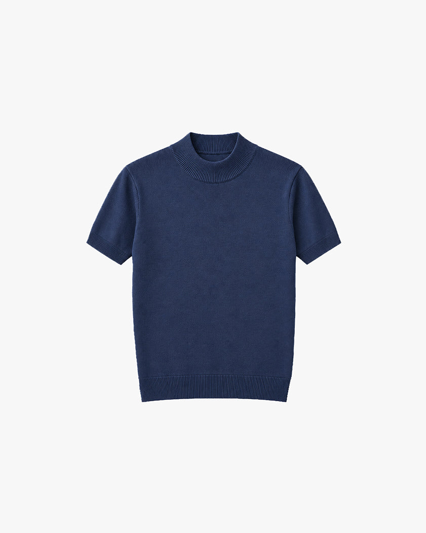 men's slim fitting blue cotton merino wool t-shirt 