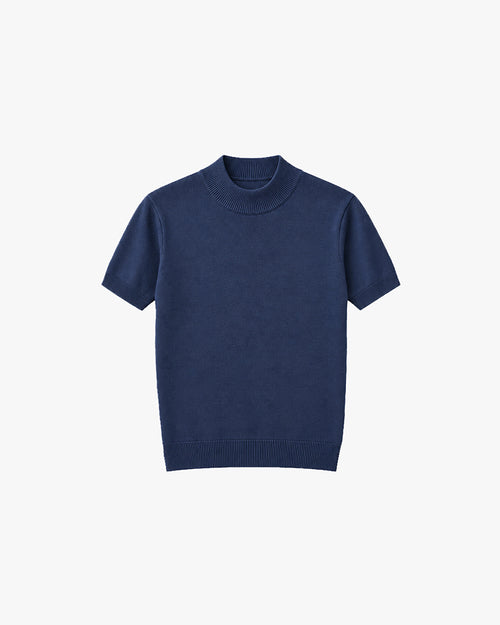 men's slim fitting blue cotton merino wool t-shirt 